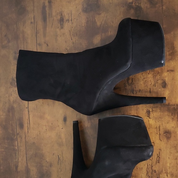 Black velvet stilleto platform boots sz 9 - Picture 9 of 12